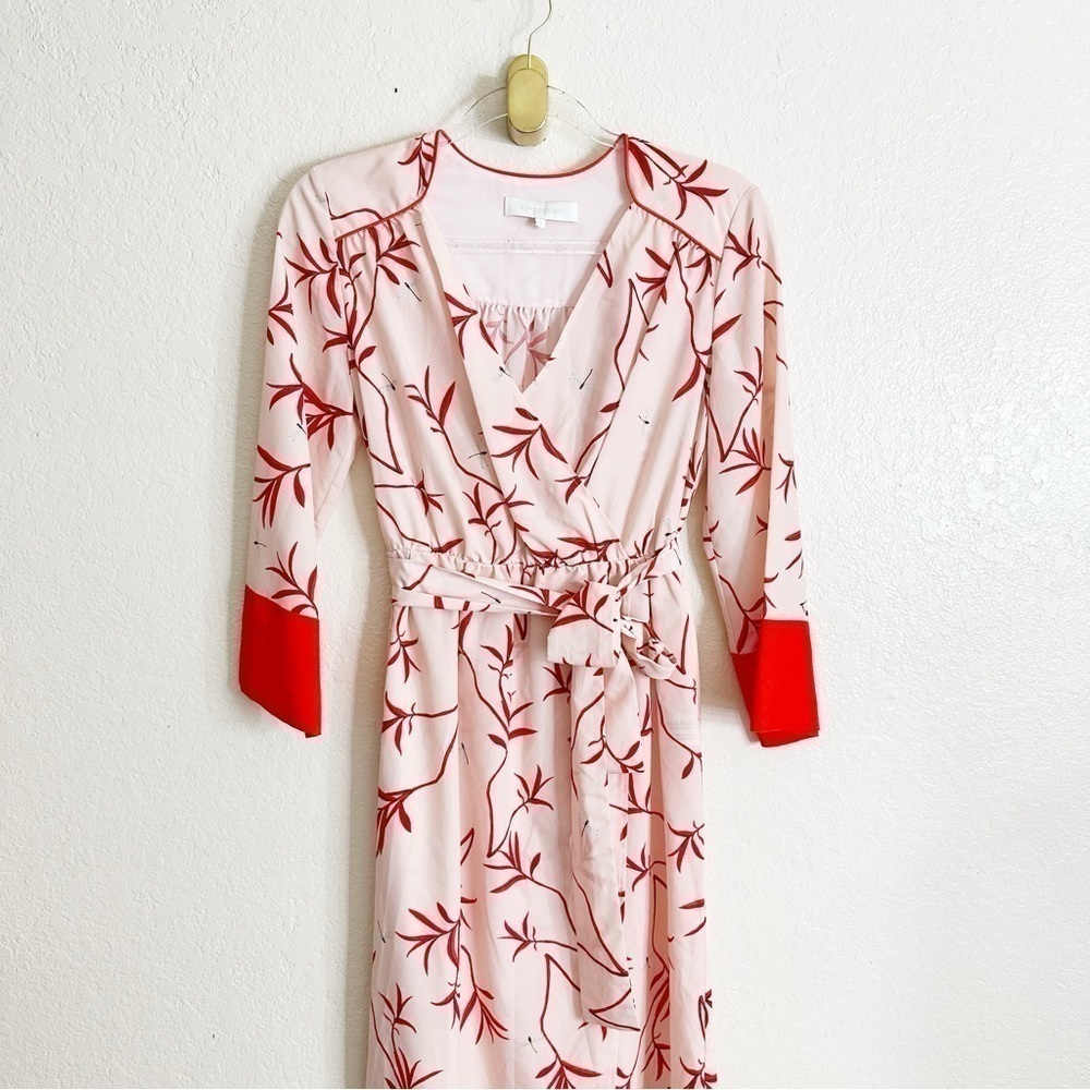 BORGO DE NOR Long-Sleeve Firefly Leaf Wrap Dress size 8 - Picture 4 of 11
